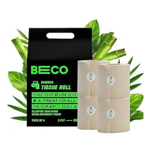 Beco Eco Friendly - Tissue Roll/ Toilet Tissue Paper (3 Ply) - 4 Rolls ( 220 Pulls Per Roll )