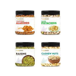 FARMCRAVES Premium Dry Fruits Combo Pack (1 Kg) | Whole Almond (250g) + Cashew (250g) + Raisin (250g) + Salted Pistachios (250g) | Healthy Dry Fruit Snack Combo