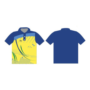 Men Printed Polo Neck Polyester Yellow, Blue T-Shirt