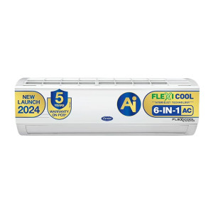 Carrier 1.5 Ton 5 Star AI Flexicool Inverter Split AC (Copper, Convertible 6-in-1 Cooling,Dual Filtration with HD & PM 2.5 Filter, Auto Cleanser, 2024 Model,ESTER Exi, CAI18ES5R34F0,White) with 10540 off Using ICICI Rupay Credit Cards EMI
