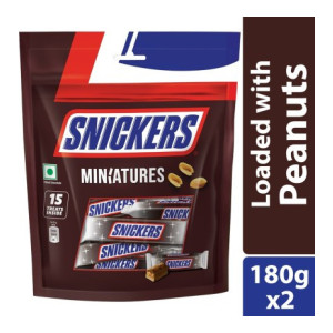 Snickers Miniatures Peanut Filled Chocolates Bars, Loaded with Nougat & Caramel  (2 x 180 g)