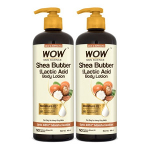 WOW SKIN SCIENCE Shea Butter With Lactic Acid Body Lotion | Hydrates Very Dry Skin| Pack of 2  (800 ml)