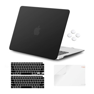 iCasso for MacBook Air M1 Case Cover 2021-2018 Release A2337 A1932 A2179,Laptop Cover Case and Laptop Keyboard Cover,Laptop Case Only for MacBook Air 13'' with Touch ID Retina Display-Black