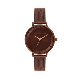 French ConnectionWomen Brown Dial & Brown Stainless Steel Bracelet Straps Analogue Watch
