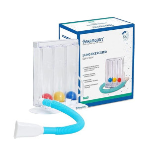 Paramount 3 Ball Spirometer | Lung Exerciser | Respiratory Exerciser | Breathing Exercise | Respirometer | Breath Measurement System | Deep Breathing Lung Exerciser | Washable, Hygienic & Detachable- Pack Of 1 ( White )