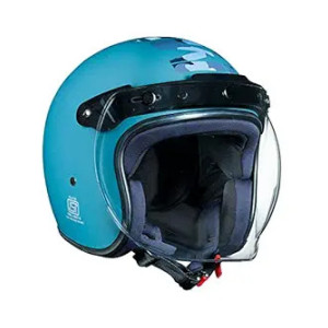 Royal Enfield Open Face Camo MLG Helmet with Bubble Visor Matt Squadron Blue, Size: L(59-60cm)