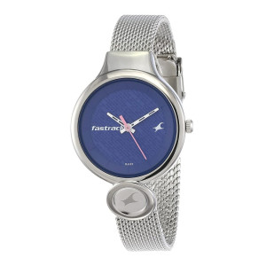 Fastrack Women Stainless Steel Denim Analog Blue Dial Watch-Nn6181Sm01, Band Color-Silver