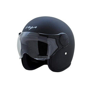 Vega Jet ISI DOT Certified Matt Finish Open Face Helmet for Men and Women with Clear Visor(Dull Black, Size:L)