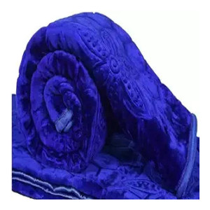 LA VERNE Woolen Blend Warm & Cozy Mink Blanket for Heavy Winters for Double Bed, Super Soft Mink Embossed Blanket (Blue)
