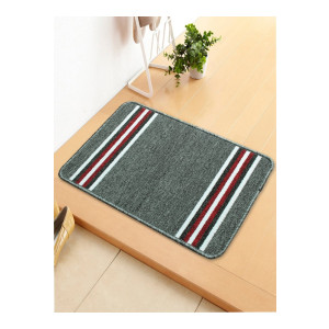 BedspunGrey & White Striped Anti-Skid Doormat