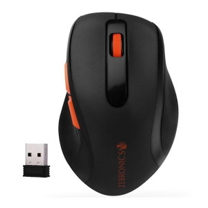 ZEBRONICS Curve Wireless Mouse, High Precision with 800/1200/1600 DPI, 6 Buttons, USB Nano Receiver, Power Saving Mode, Comfortable and Versatile