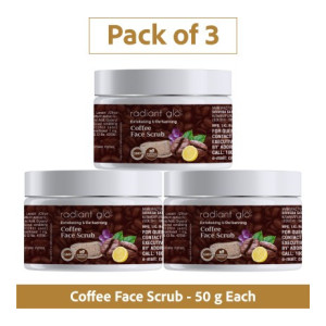 Radiant Glo Coffee Face Scrub For Exfoliating & De-tanning | 50 g x Pack of 3 Scrub  (150 g)