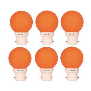 PHILIPS Deco Mini 0.5-Watt Base LED Bulb (Orange) - Pack of 6