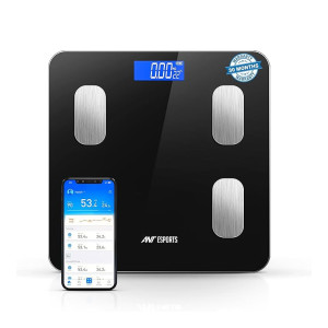 Ant Esports Flora Smart Scale for Body Weight and Fat, Digital Bathroom Scale Accurate to 0.1kg Weighing Machine for People’s Muscle BMI, Bluetooth Electronic Body Composition Monitor, 180Kg – Black