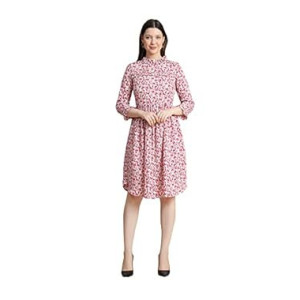 KERI PERRY Women's Multicolour Polyester Block Print Fit & Flared Western Dress | Dress for Women | A line Dress | Winter Dress | Western Dress | Latest Women Dress | Trendy Dress | Midi Dress
