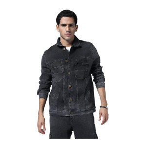 Hubberholme Men's Solid Cotton Regular Fit Denim Look Jacket - Fashionable Full Sleeve Western Style Jacket with Buttoned Full-Front Opening, Classic Collar