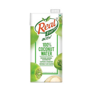 DABUR Real Activ Coconut Water Tetrapack - 1L | Hydrating Coconut Water with Health Benefits | No Added Flavour & Sugars | Tasty and Nutritious