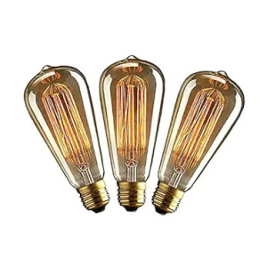 Twilight Filament Bulb, Edison Tungsten Bulb, E27 Base Bulb For Table Lamps/Wall Light/Wall Lamps, Bulbs For Home Decor Items, Light Bulbs For Hanging/Ceiling/Pendant Lights, Warm Light Bulb- Pack Of 3, Pear Shape