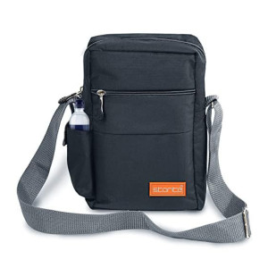 Storite 10 Inch Stylish Padded Mini Sling Bag for Men and Women, Small Passport Travel Bag and Small Sling Bag (25x16x7.5cm) (Dark Grey)