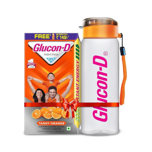 Glucon-D Tangy Orange Glucose Powder With Free Sipper(1kg, Refill)| Tasty Orange Flavoured Glucose Drink| Provides Instant Energy| Vitamin C Boosts Immunity, Calcium for Intense Bone