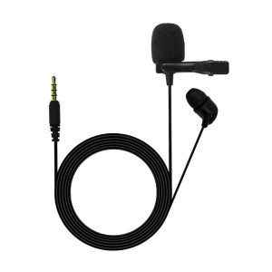 JBL Commercial CSLM20 Auxiliary Omnidirectional Lavalier Microphone, Earphone For calls, Video Conferences, And Monitoring, Black, Small