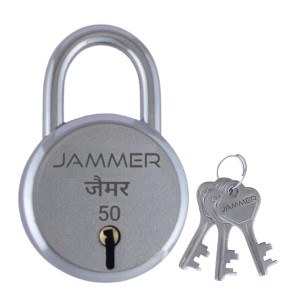 JAMMER Round 50 Lock and Keys, 6 Steel Lever, Single Locking, Small Size Padlock for Home, Size 50mm, Home Improvement Protection Silver Fnish (3 Keys) (Coupon)