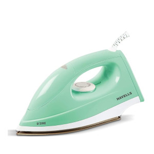 Havells Plastic and Aluminium D'Zire 1000 Watts Dry Iron With American Heritage Sole Plate, Aerodynamic Design, Easy Grip Temperature Knob & 2 Years Warranty. (Mint)