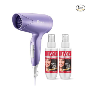 Livon Damage Protect Serum For Women & Men, Protection Up To 250°C & 2X Less Hair Breakage, 100 ml (Pack of 2) With Syska Hair Dryer (Coupon)