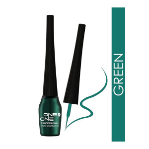 ONE on ONE Waterproof Eyeliner, Green (5 ml)| Metallic Waterproof Color Liquid Eyeliner | Quick Dry Smudge Proof | Long Lasting Eye Makeup | Green | 5 ml