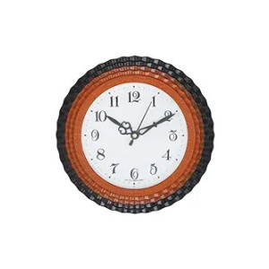 CHRONIKLE Classic Round Orange Color Plastic Case Analog Wall Clock for Living Room Home Decorations Office Gifts (Size: 20.5 x 4 x 20.5 CM | Weight: 190 Gram)