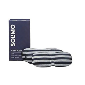 Amazon Brand - Solimo Sleep Mask, With Eye Cushion, Ultra Smooth, Adjustable Strap, Total Blockout (Blue Stripes, Pack Of 3)