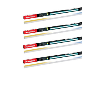 Havells 3 in 1 Triyca 20W LED Batten | 2000 Lumen Light Output| Three Color temperatures (3000K,4000K,6500K)| Surge Protection up to 4kV| | Made in India| Pack of 4