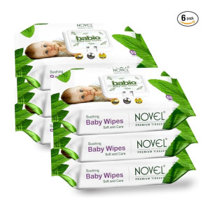 NOVEL Baby Wet Wipes/Pack With Lid (Pack of 6-80 Sheet)