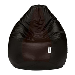 Amazon Brand Solimo Premium Faux Leather Bean Bag Filled with Beans | Capacity: Upto 6' Height , 100 KG Weight | 2XL | Black and Brown [coupon]