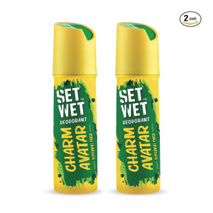 SET WET Deodorant For Men Charm Avatar Peppermint Punch, 150ml (Pack of 2)