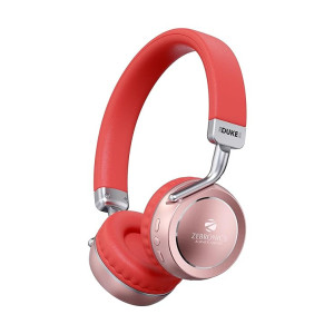 ZEBRONICS DUKE 2 Wireless Headphone, Supports Bluetooth, Dual Pairing, Deep Bass, up to 60h Battery Backup, AUX, Environmental Noise Cancellation, Gaming Mode, Now with Type C Charging (Red )
