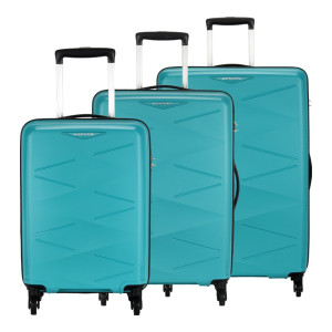 Kamiliant by American Tourister Hard Body Set of 3 Luggage 4 Wheels - TRIPRISM SPINNER 3PC AQUA - Blue