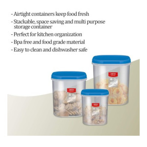 MILTON Plastic Grocery Container - 8 L, 12 L, 16 L  (Pack of 3, Blue)
