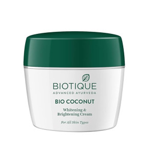 Biotique Coconut Brightening Instant Glow Cream| Lightweight and Non-Greasy | Reduces Dark Spots and Protects Ageing | Nourished and Moisturized Skin |100% Botanical Extracts| All Skin Types | 175gm