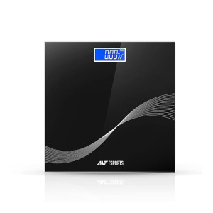 Ant Esports Flora Wave Digital Weighing Scale, Highly Accurate Digital Bathroom Body Scale, Precisely Measures Weight up to 180Kg - Black