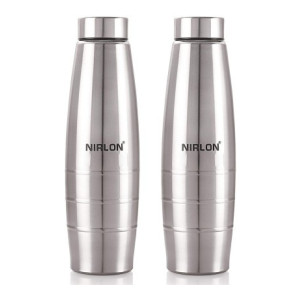 NIRLON Berry Cool Stainless Steel Fridge Water Bottle 1000 ml Bottle  (Pack of 2, Silver, Steel)