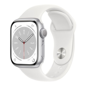 Apple Watch Series 8, 41mm GPS ECG app, Temperature sensor, IPX6, Fall/Crash Detection  (White Strap, Regular) [Scroll & Claim ₹1000 Off Using Supercoins + Pay Using Citi Credit Cards]