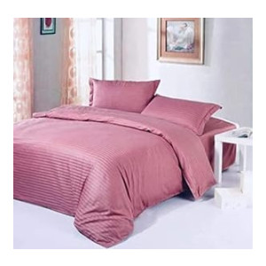 CULLINAN Satin Stripes Cotton Bedsheet Set, 1 Flat Bedsheet King Size (90 * 108) Inches | 2 Pillow Covers Size (20 * 30) 400 TC Super Soft Breathable & Wrinkle Free Bedsheets - (Pink)