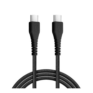 pTron Solero Braid 60W Type C to Type C Fast Charging Cable 1m for Samsung, OnePlus, Oppo, Vivo, Xiaomi, Realme, IQOO & other Type C devices, Unbreakable Nylon Braid & 480Mbps Sync Speed (Black)