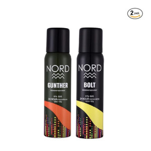 NORD Deodorant Body Spray - Gunther and Bolt 120 ml each (Pack of 2)