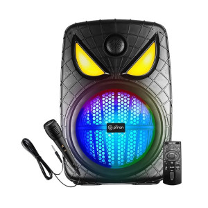 pTron Fusion Party Evo v2 80W Karaoke Bluetooth Party Speaker, 3M Wired Microphone, Loud Sound with Punchy Bass, RGB Lights, USB/SD Card/AUX Playback, Auto TWS Function & Remote Control (Jet Black)