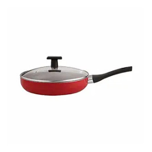 neelam Non-Stick Deep Fry Pan with Glass Lid - Induction Friendly, 3mm Thickness, Red Color (26 cm (2.1 litres))