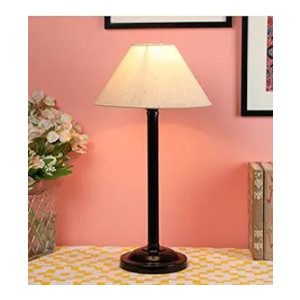 tu casa Ntu-126 Off White Cotton Shade Table Lamp with Metal Base Holder Type E-27 (Bulb Not Included)