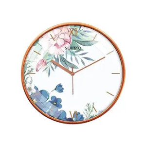 Amazon Brand - Solimo Plastic White Flower Wall Clock, Quartz Movement, Silent Sweep, Modern, Easy-to-Read Time Indicator (30 Cm X 30 Cm, Multicolor)