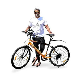 Lifelong 26T Cycle for Men & Women – Mountain Bicycle with Wide MTB Tyres – Premium Single Speed Rigid Fork Gear Cycle – Bike with Padded Saddle, High Handlebar & Soft Rubber Grips (Black & Orange) (Coupon)